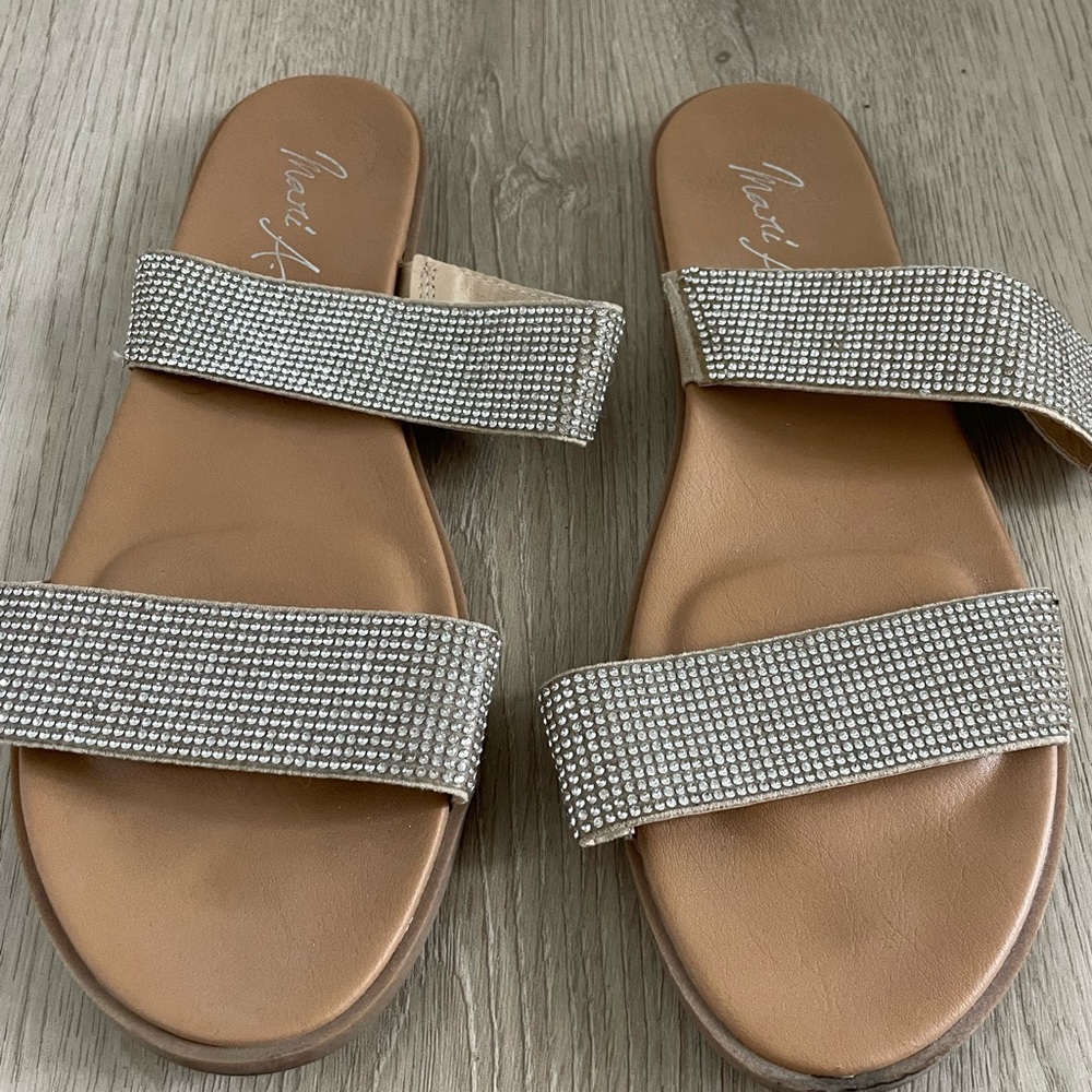 Rhinestone double strap flat sandals - Picture 3 of 4